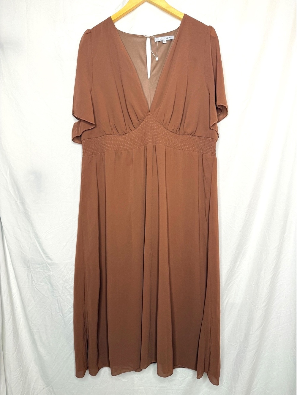 Baltic Born Sarah Dress Terracotta Knee Length Flutter Sleeve NWOT